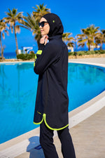 Marina Black Full-Coverage Modest Swimsuit – M2531 - By Baano