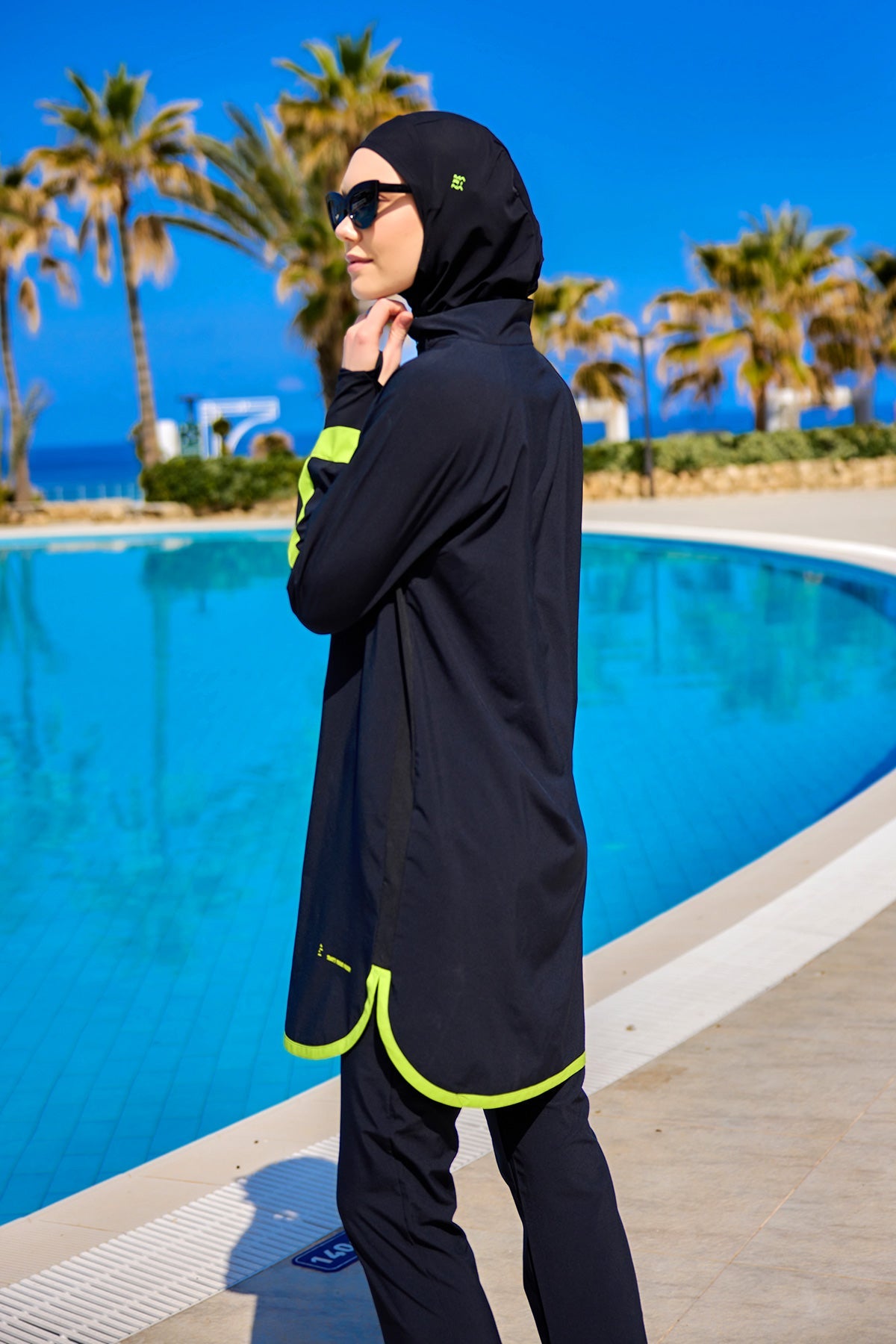 Marina Black Full-Coverage Modest Swimsuit – M2531 - By Baano