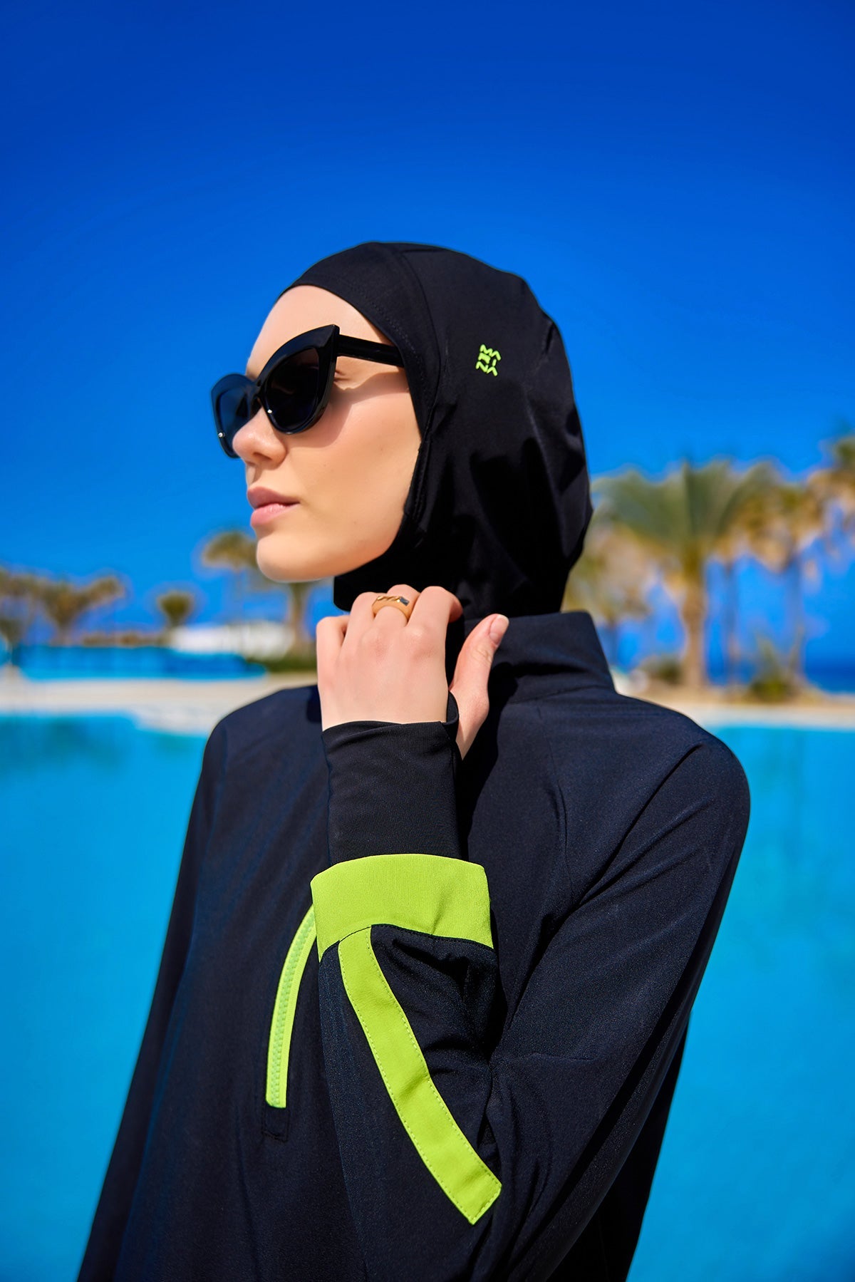 Marina Black Full-Coverage Modest Swimsuit – M2531 - By Baano
