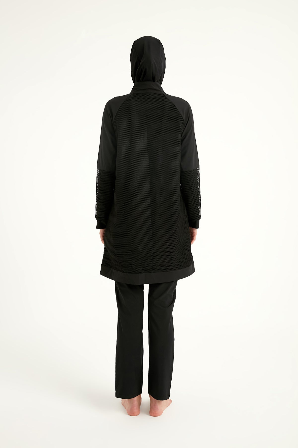 Black Tulle Detail Full Coverage Swimwear Burkini M2534-1 - By Baano