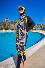Black Full Coverage Modest Swimwear Burkini Set M2536 - By Baano
