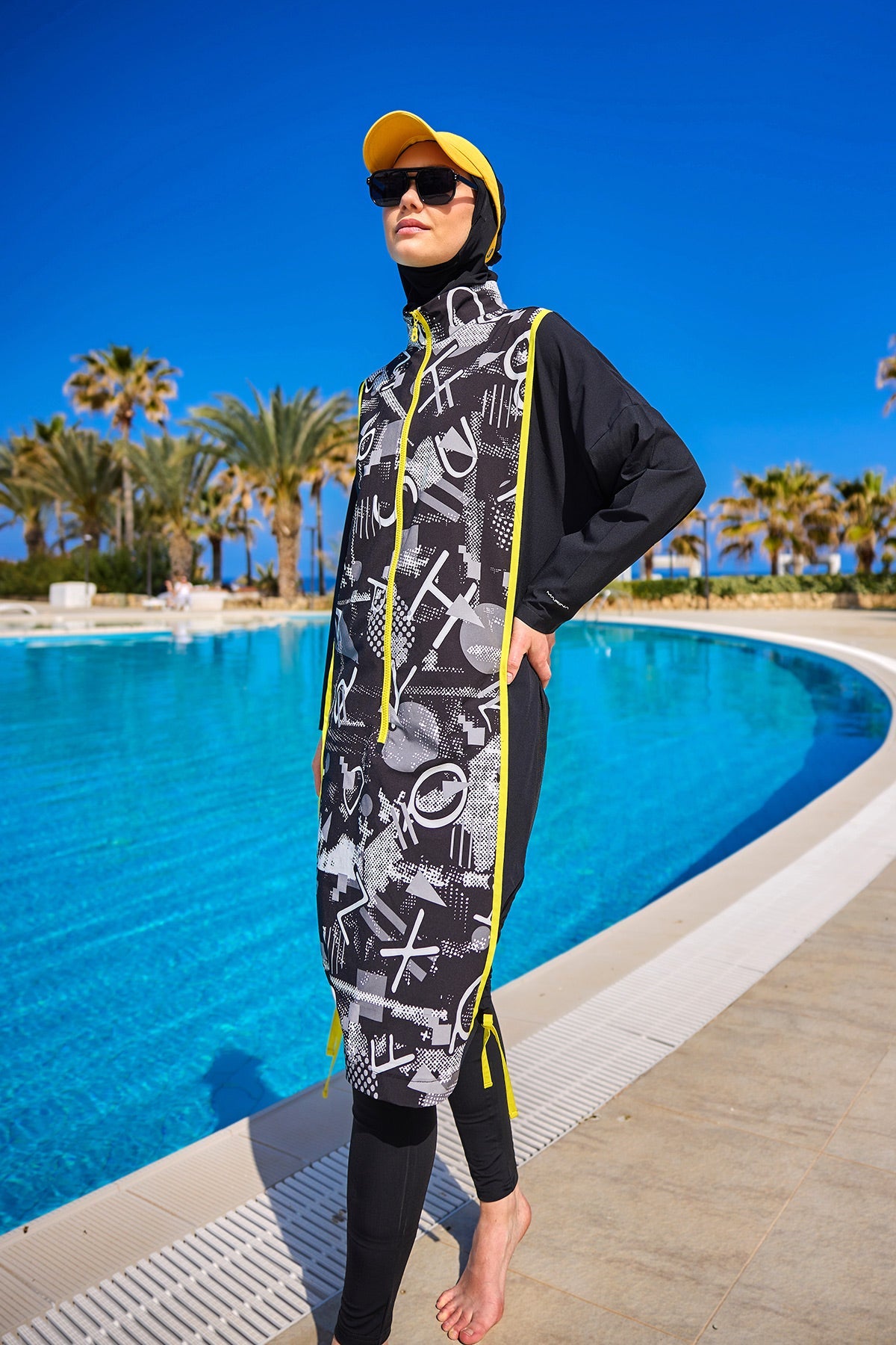 Black Full Coverage Modest Swimwear Burkini Set M2536 - By Baano