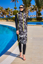 Black Full Coverage Modest Swimwear Burkini Set M2536 - By Baano