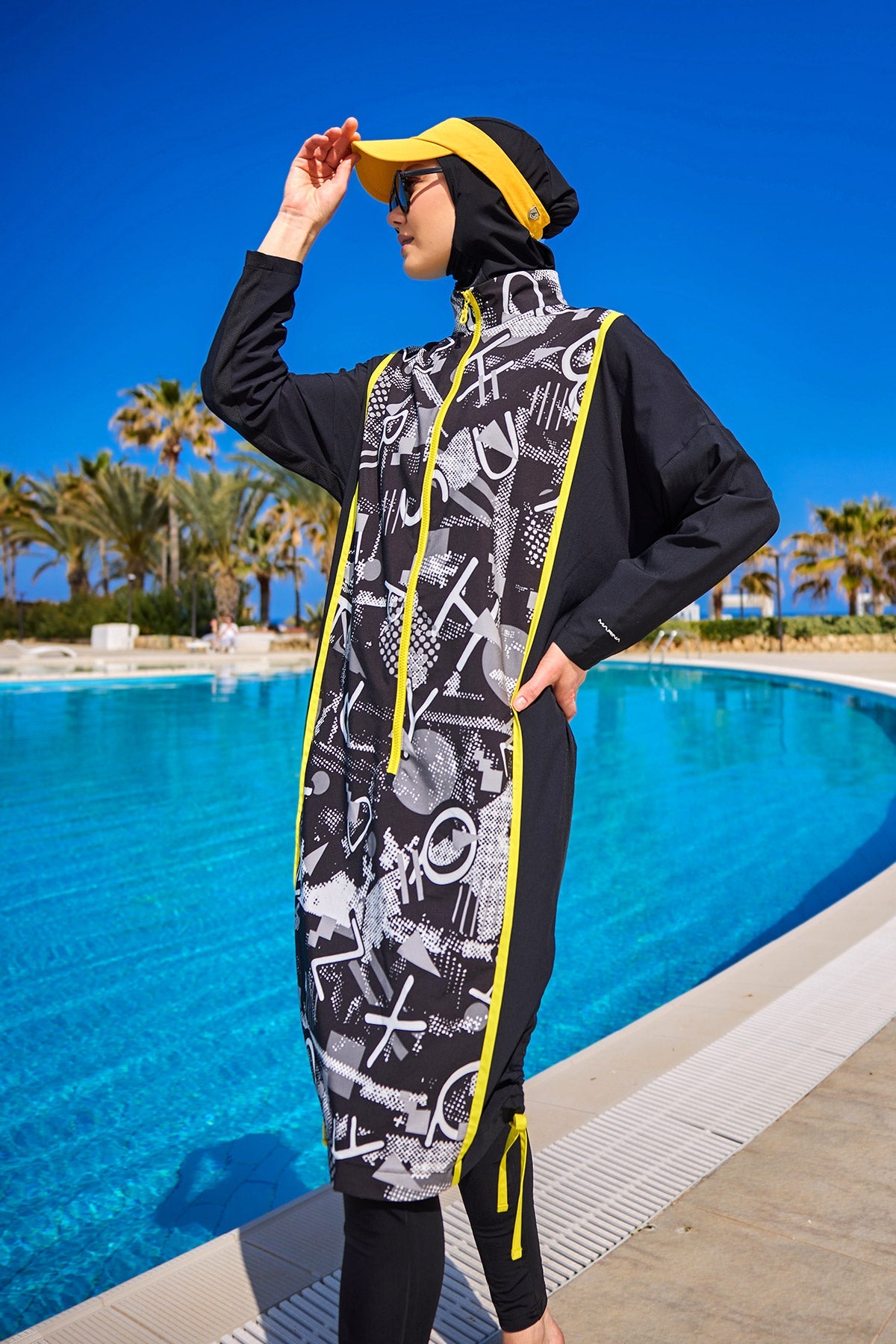 Black Full Coverage Modest Swimwear Burkini Set M2536 - By Baano
