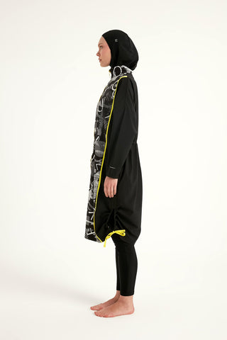 Black Full Coverage Modest Swimwear Burkini Set M2536 - By Baano
