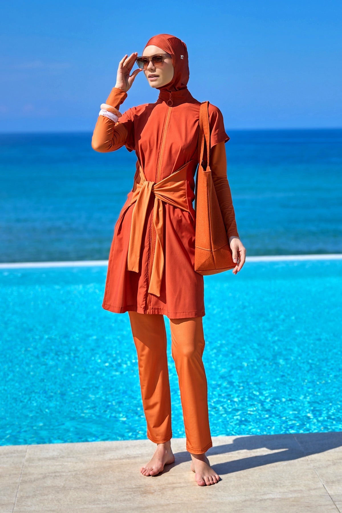 Full Coverage Islamic Swimsuit with Waist Tie | M2523-2 - By Baano