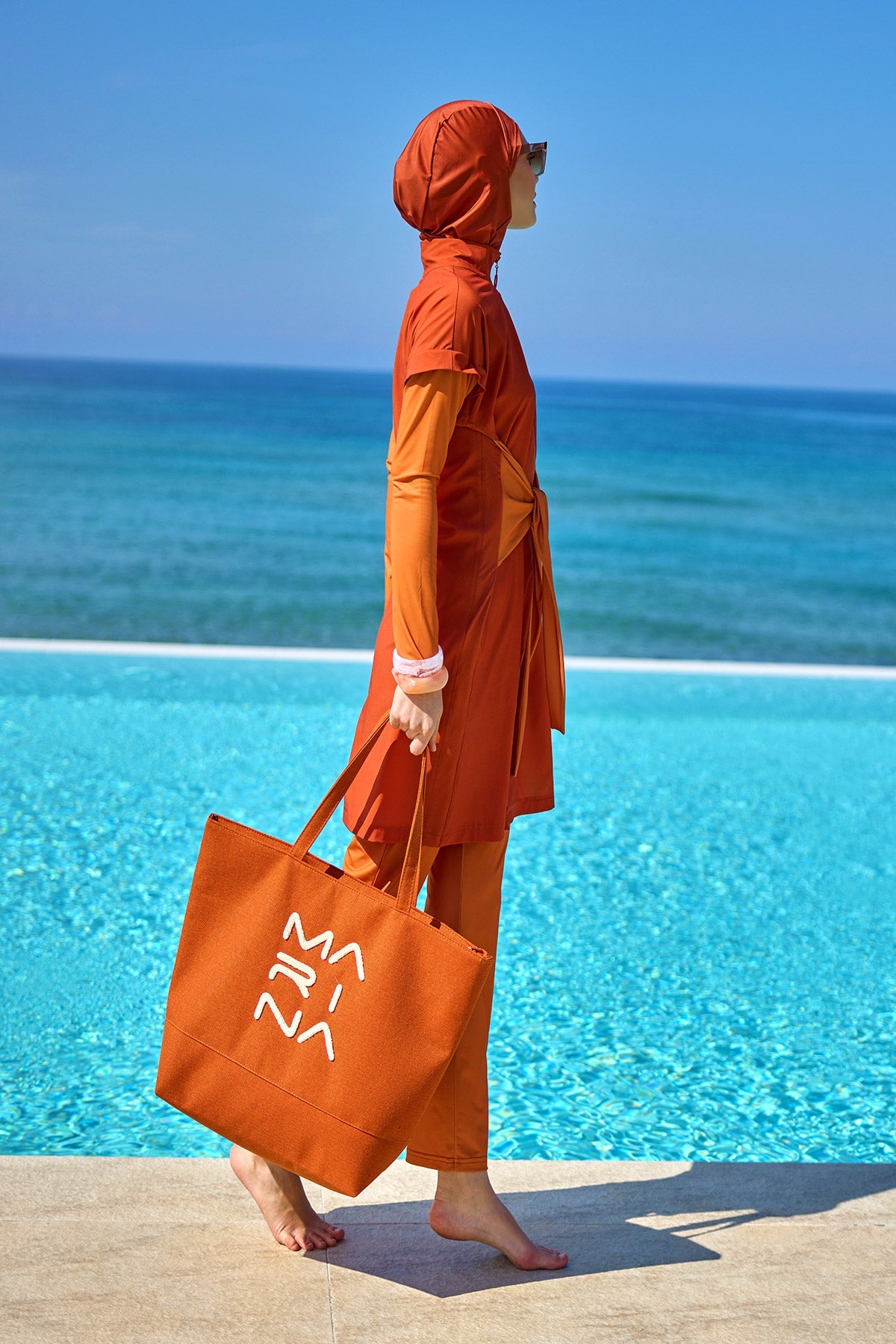 Full Coverage Islamic Swimsuit with Waist Tie | M2523-2 - By Baano