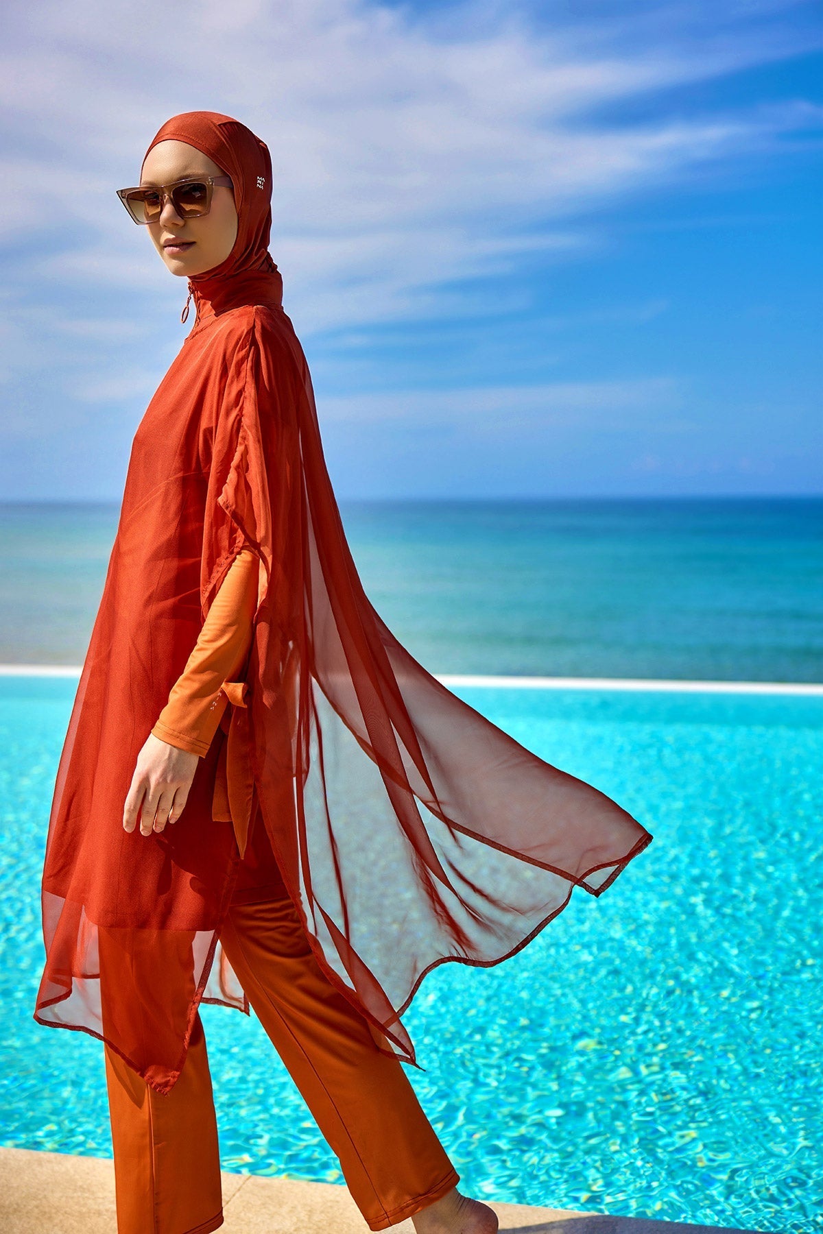 Marina Orange Silky Pareo – P2516-2 Marina Modest