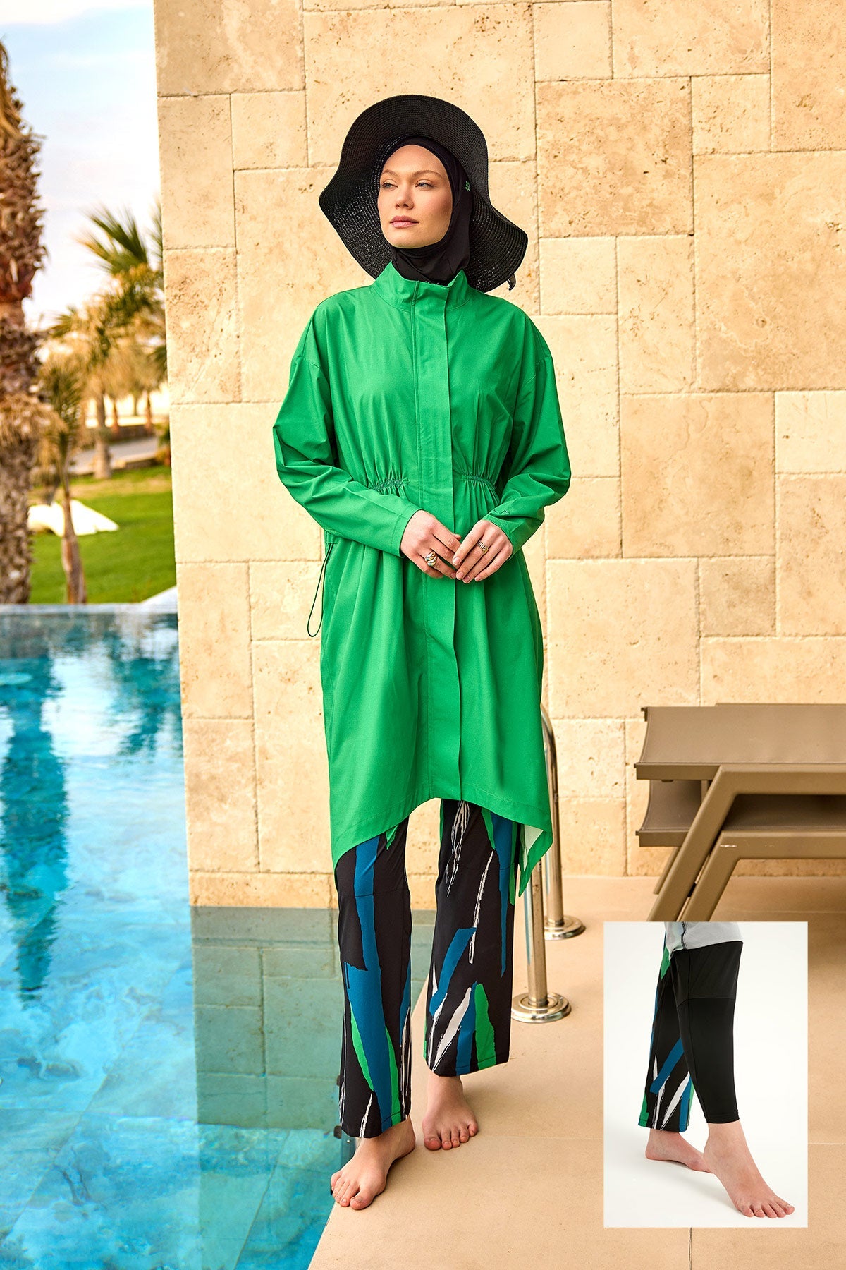 Green High Performance Full Coverage Burkini Set M2503-1 - By Baano