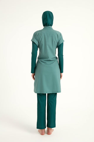 Olive Modest Burkini Set – High Collar Full Coverage Swimwear M2523-1 - By Baano