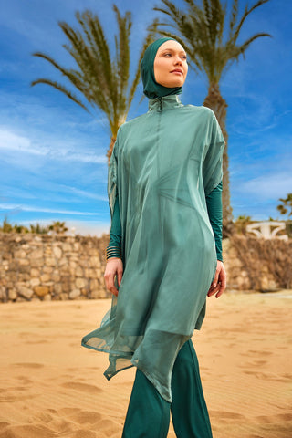 Olive Modest Burkini Set – High Collar Full Coverage Swimwear M2523-1 - By Baano