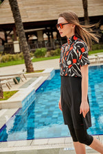 Woven Black Half Coverage Swimsuit M2441 Marina Modest