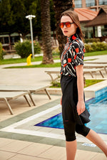 Woven Black Half Coverage Swimsuit M2441 Marina Modest