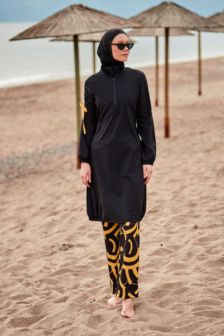 Woven Black Burkini Modest Swimwear M2431 - By Baano