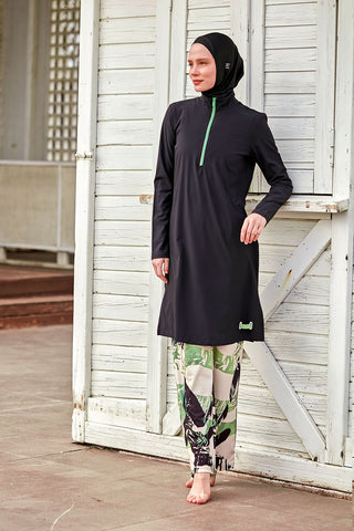 Woven Black Burkini Modest Swimwear M2425 - By Baano