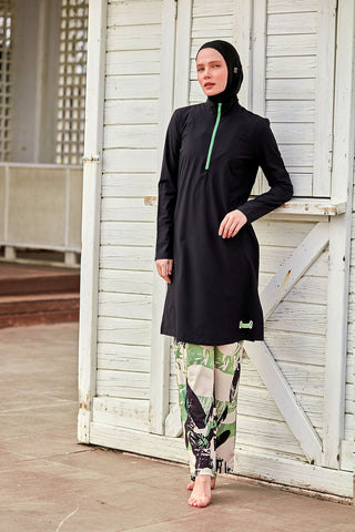Woven Black Burkini Modest Swimwear M2425 - By Baano