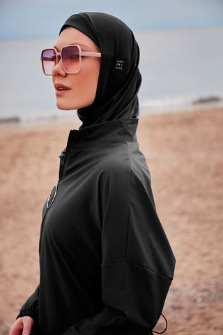 Woven Black Burkini Modest Swimwear M2402 - By Baano