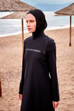 Woven Black Burkini Modest Swimwear  M2433 Marina Modest