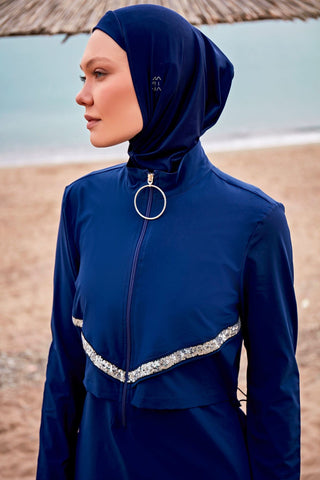 Woven Navy Burkini Modest Swimwear M2411 - By Baano