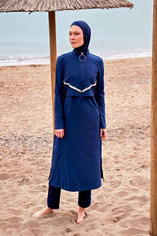 Woven Navy Burkini Modest Swimwear M2411 - By Baano