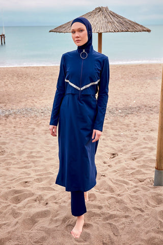 Woven Navy Burkini Modest Swimwear M2411 - By Baano