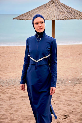Woven Navy Burkini Modest Swimwear M2411 - By Baano