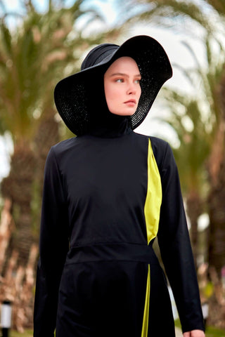 Woven Black Burkini Modest Swimwear M2420 - By Baano