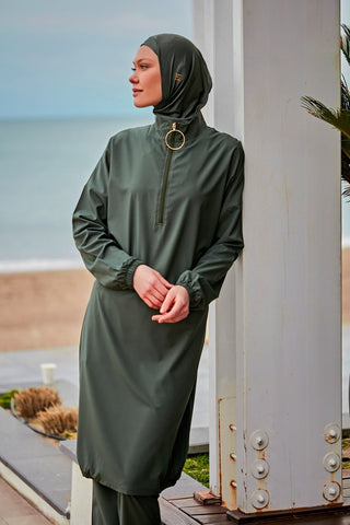 Woven Khaki Burkini Modest Swimwear M2406 - By Baano