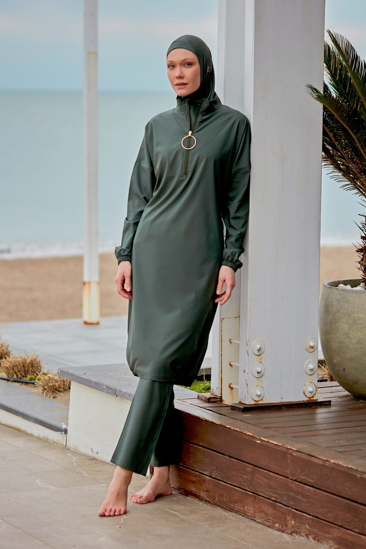 Woven Khaki Burkini Modest Swimwear M2406 Marina Modest