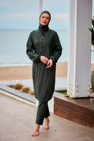Woven Khaki Burkini Modest Swimwear M2406 - By Baano