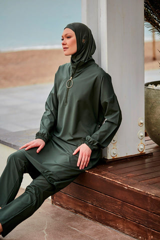 Woven Khaki Burkini Modest Swimwear M2406 - By Baano