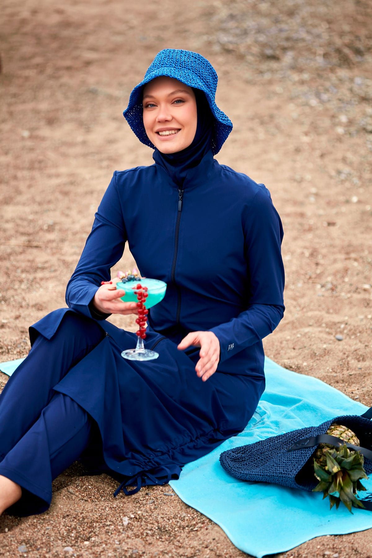 Woven Navy Burkini Modest Swimwear M2416 Marina Modest