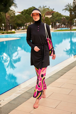 Lycra Black Burkini Modest Swimwear M2481 - By Baano
