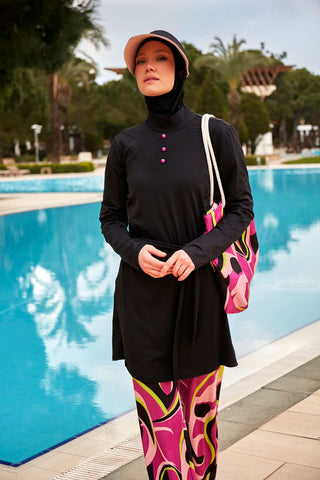 Lycra Black Burkini Modest Swimwear M2481 - By Baano