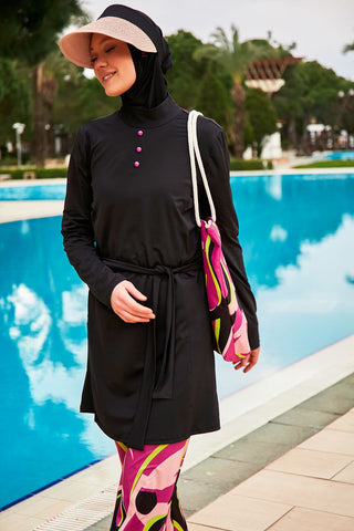 Lycra Black Burkini Modest Swimwear M2481 - By Baano