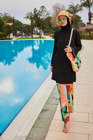 Lycra Black Burkini Modest Swimwear M2473 - By Baano