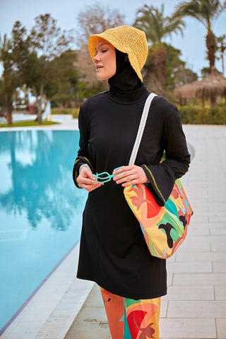 Lycra Black Burkini Modest Swimwear M2473 - By Baano