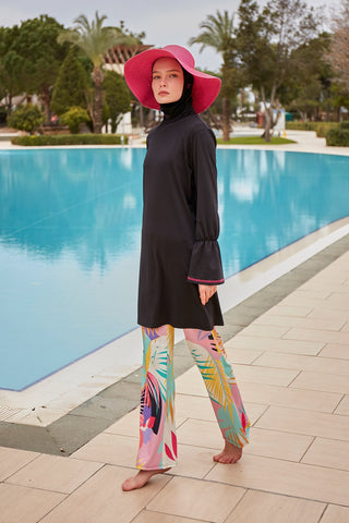 Lycra Black Burkini Modest Swimwear M2480 - By Baano