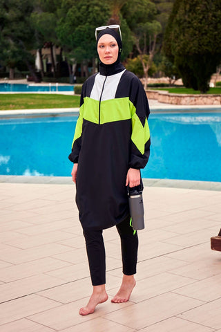 Woven Black Burkini Modest Swimwear M2421 - By Baano