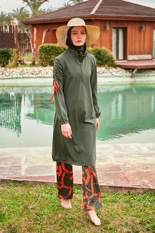 Woven Khaki Burkini Modest Swimwear M2432 - By Baano