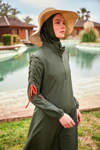 Woven Khaki Burkini Modest Swimwear M2432 - By Baano