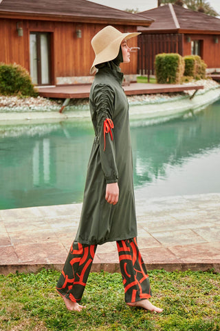 Woven Khaki Burkini Modest Swimwear M2432 - By Baano
