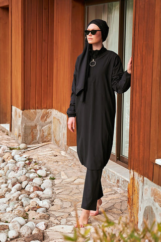 Woven Black Burkini Modest Swimwear M2402 - By Baano