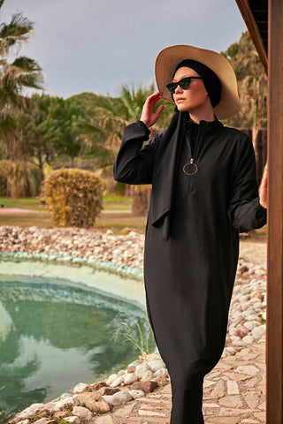 Woven Black Burkini Modest Swimwear M2402 - By Baano