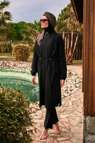 Woven Black Burkini Modest Swimwear M2401 - By Baano