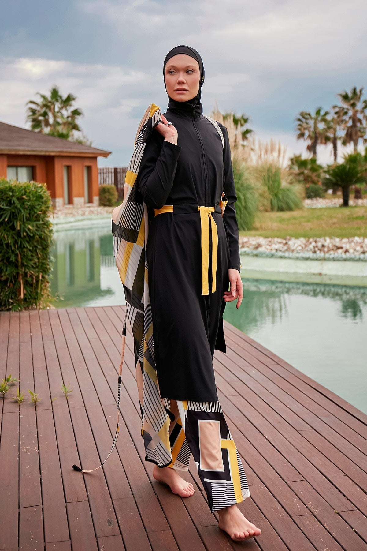 Woven Black Burkini Modest Swimwear M2422 Marina Modest
