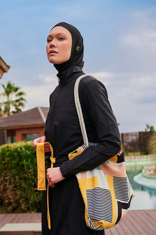 Woven Black Burkini Modest Swimwear M2422 - By Baano