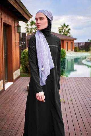 Woven Black Burkini Modest Swimwear  M2433 - By Baano