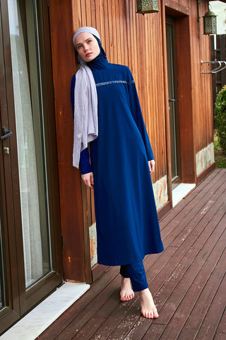 Woven Navy Burkini Modest Swimwear M2434 - By Baano