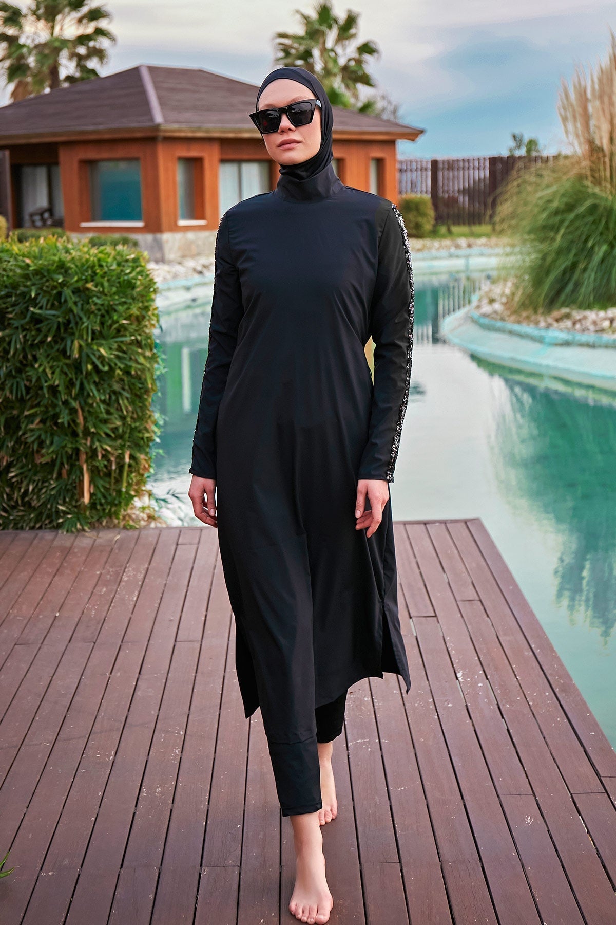 Woven Black Burkini Modest Swimwear M2417 Marina Modest